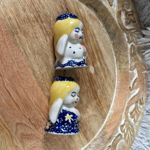 POLISH POTTERY CROSS AND PRAYING ANGELS ORNAMENT SET - Picture 9 of 13